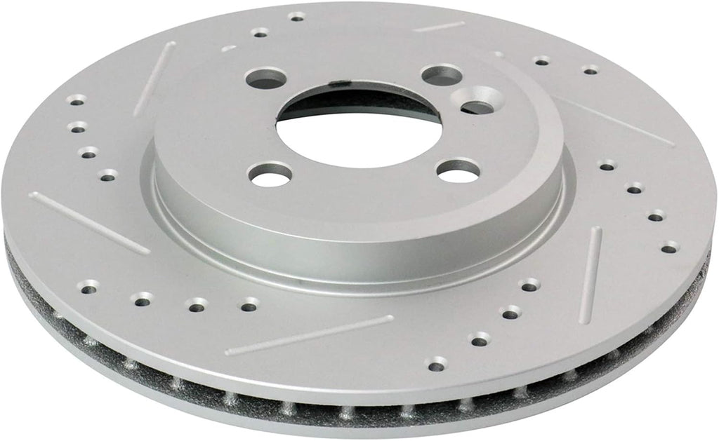 TRQ Performance Front and Rear Brake Rotor Set G Coated Drilled and Slotted Compatible with 2007-2015 Mini Cooper