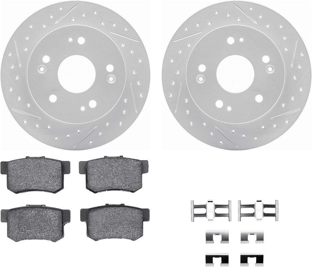 Dynamic Friction Company Rear Brake Kit Fits 2007-2010 Acura CSX; 2013-2015 Acura ILX| 5000 Advanced Pads, Drilled Slotted Rotors| Hardware| 10.2' Rear