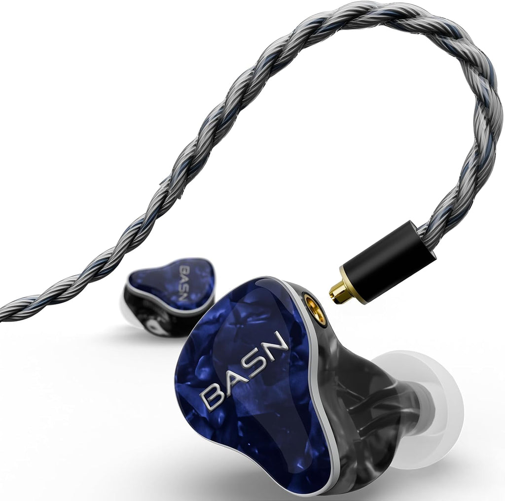 BASN Bmaster5 in Ear Monitors, 5 Drivers HiFi Drummer Stage Headphones, Professional IEM Earphones with MMCX Sliver-Plated OFC Cable & Portable Case for Musicians (Abyssal Blue, 3.5&4.4mm)