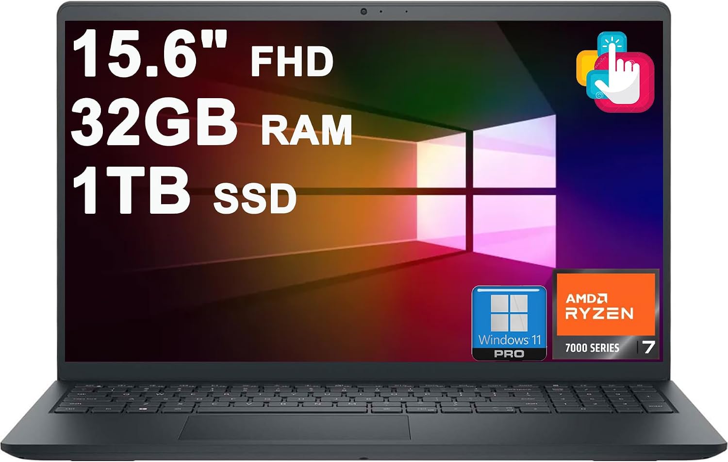 Dell Inspiron 15 3535 Business Laptop 15.6' FHD Anti-Glare Touchscreen AMD 8-core Ryzen 7 7730U (Beats i7-1255u) 32GB RAM 1TB SSD USB-C ExpressCharge Win11Pro