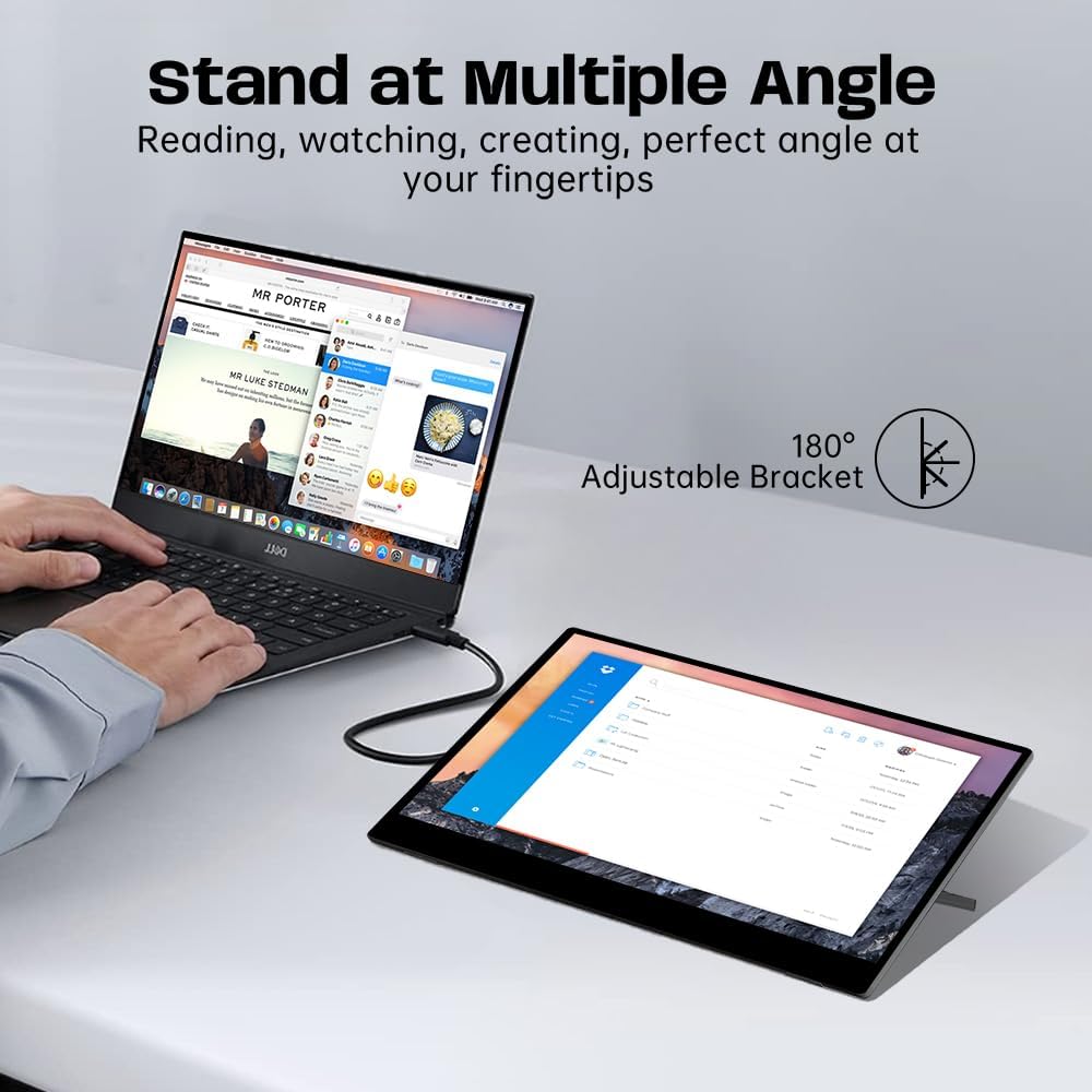 13.3 inch 4K 3840x2160 IPS Secondary Screen Portable Monitor 100% sRGB USB C HDMI Touch Small Computer Display for Gaming PC Laptop Drawing