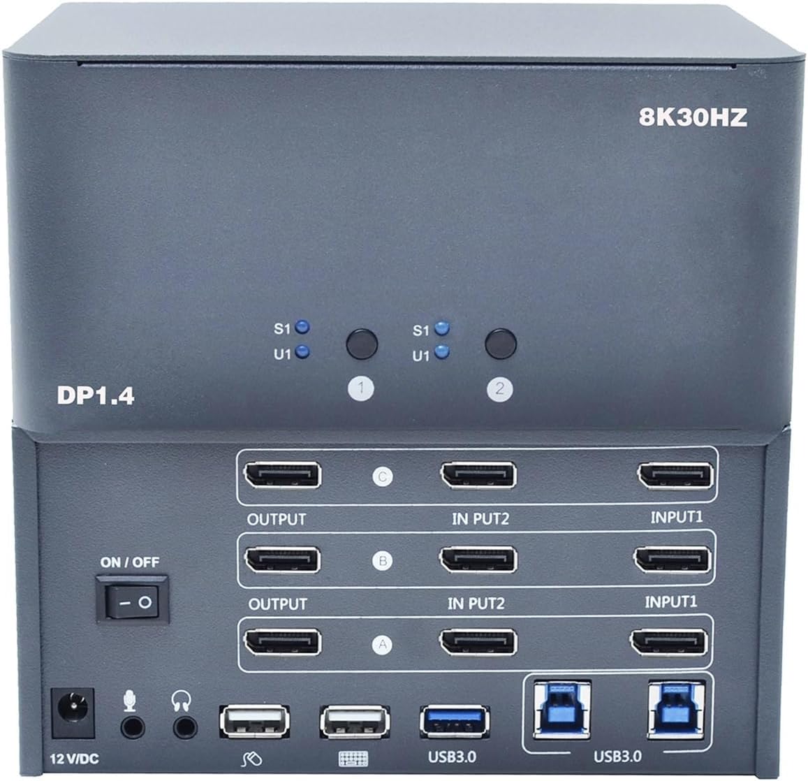 8K Triple Monitor DisplayPort 1.4 KVM Switch, HDR10, USB 3.2 Gen 2, Hotkey, VRR, Multi-Monitor, 32.4 Gbps Bandwidth