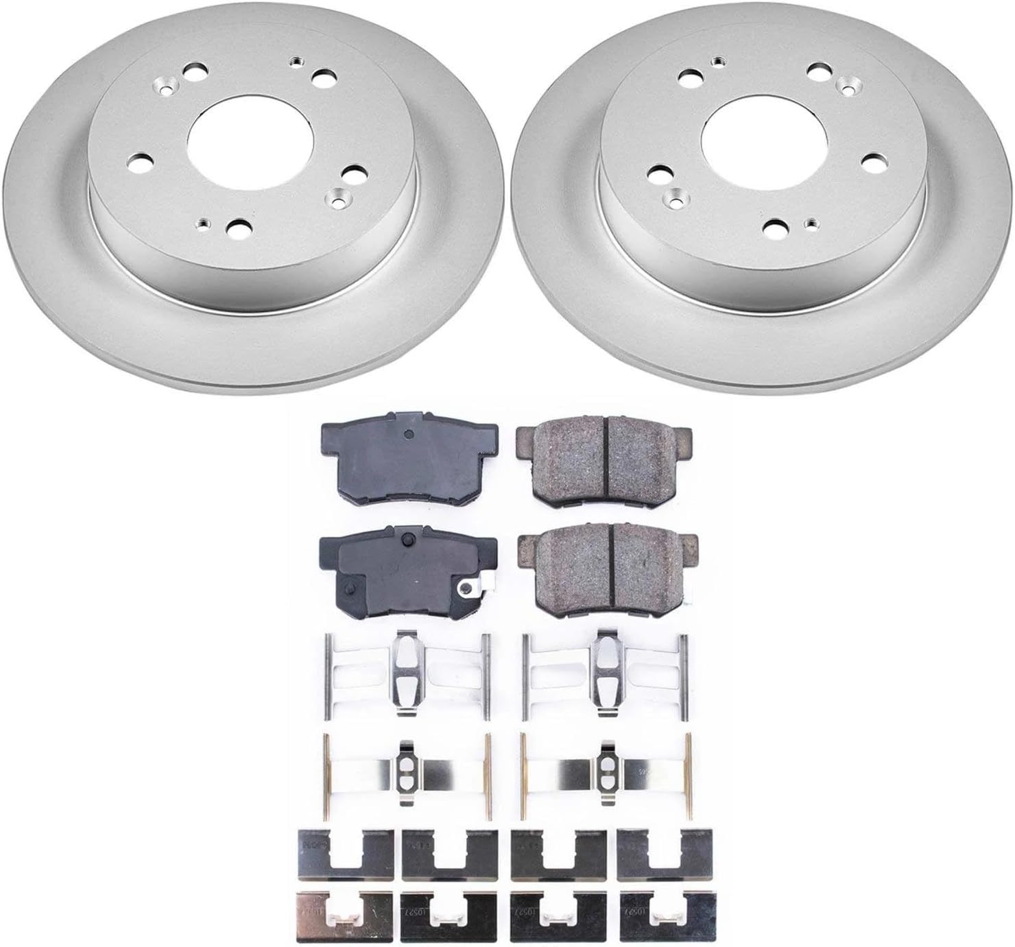 PowerStop Rear Brake Kit for Acura ILX 2013-15 |Honda Civic 2006-15 |Prelude 1997-01 - Fully-Coated Disc Rotors with Z17 Ceramic Brake Pads Replacement, CRK1243