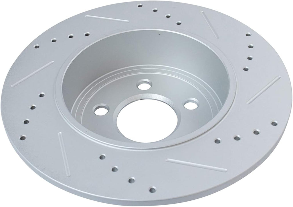TRQ Performance Front and Rear Brake Rotor Set G Coated Drilled and Slotted Vented Solid Compatible with 2005-2023 Chrysler 300 2006-2023 Dodge Charger 2009-2023 Challenger 2005-2008 Magnum