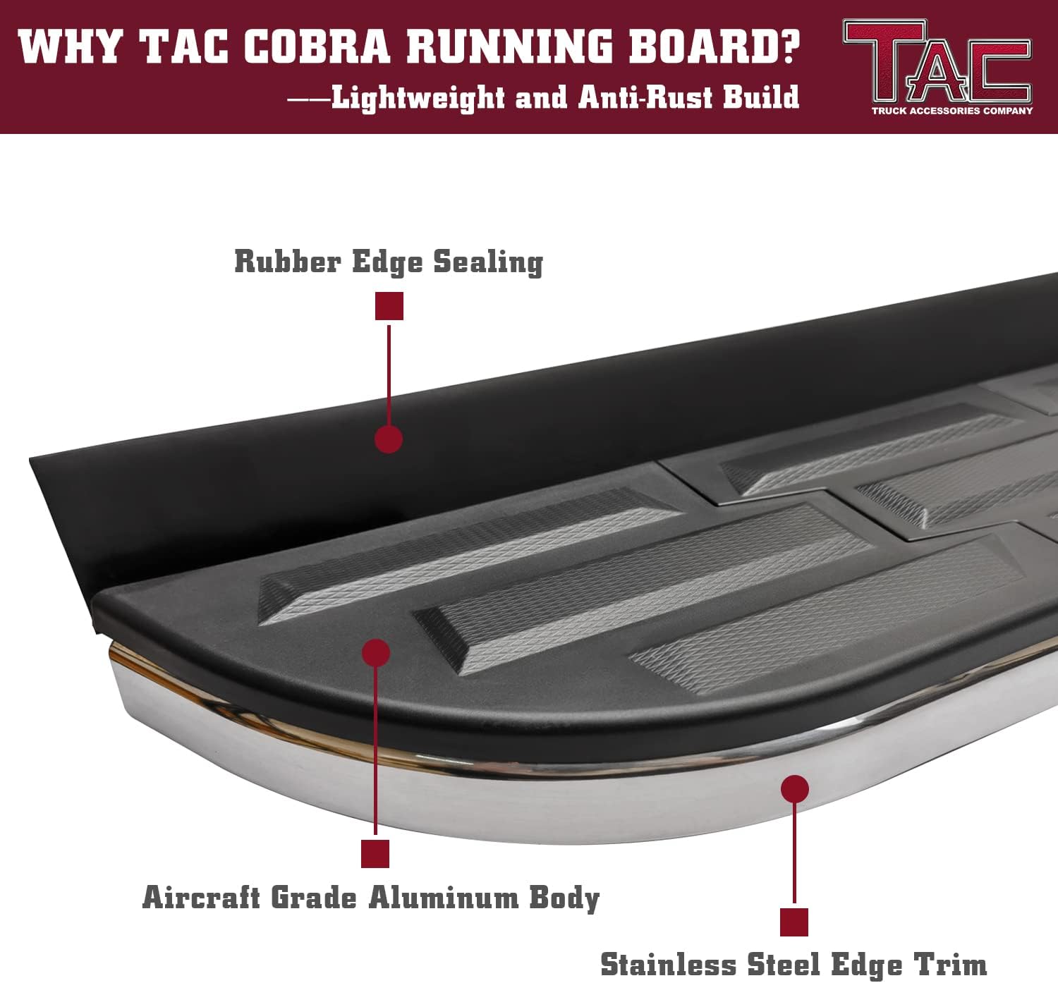 TAC Cobra Running Boards Compatible with 2009-2015 Honda Pilot SUV Side Steps Nerf Bars Step Rails Aluminum Black Off-Road City Exterior Accessories 2 Pieces one Pair