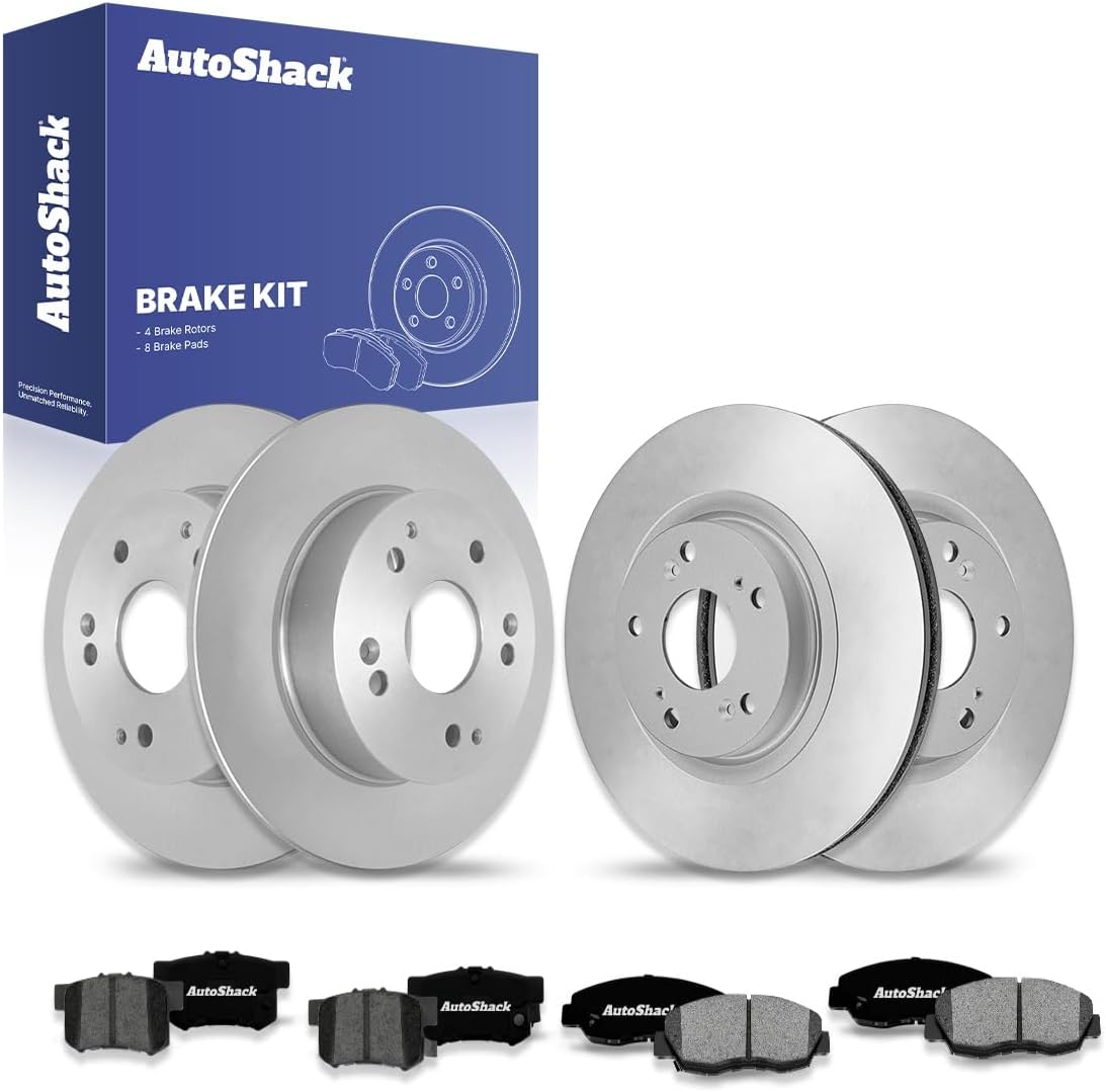 AutoShack Front & Rear Brake Rotors & Premium Pads for Honda, Accord 2003-2007, FWD L4 2.4L V6 3.0L