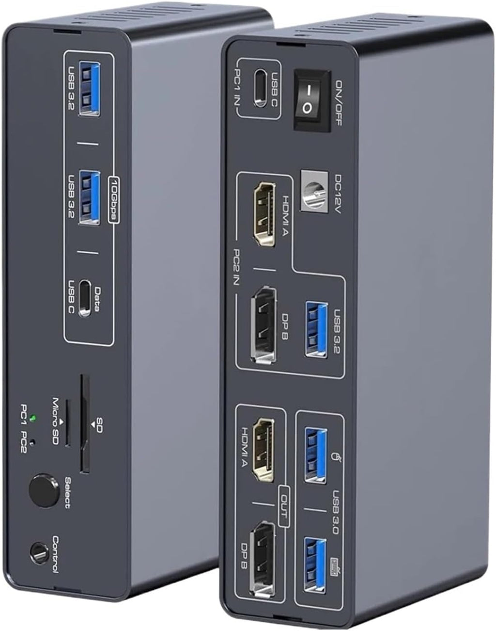 10Gbps USB 3.2 USB C Displayport KVM Switch 4K 60Hz Type C HDMI KVM Switch 1 Laptop 1 Destop 2 Monitor for Macb*OOK 2 PC