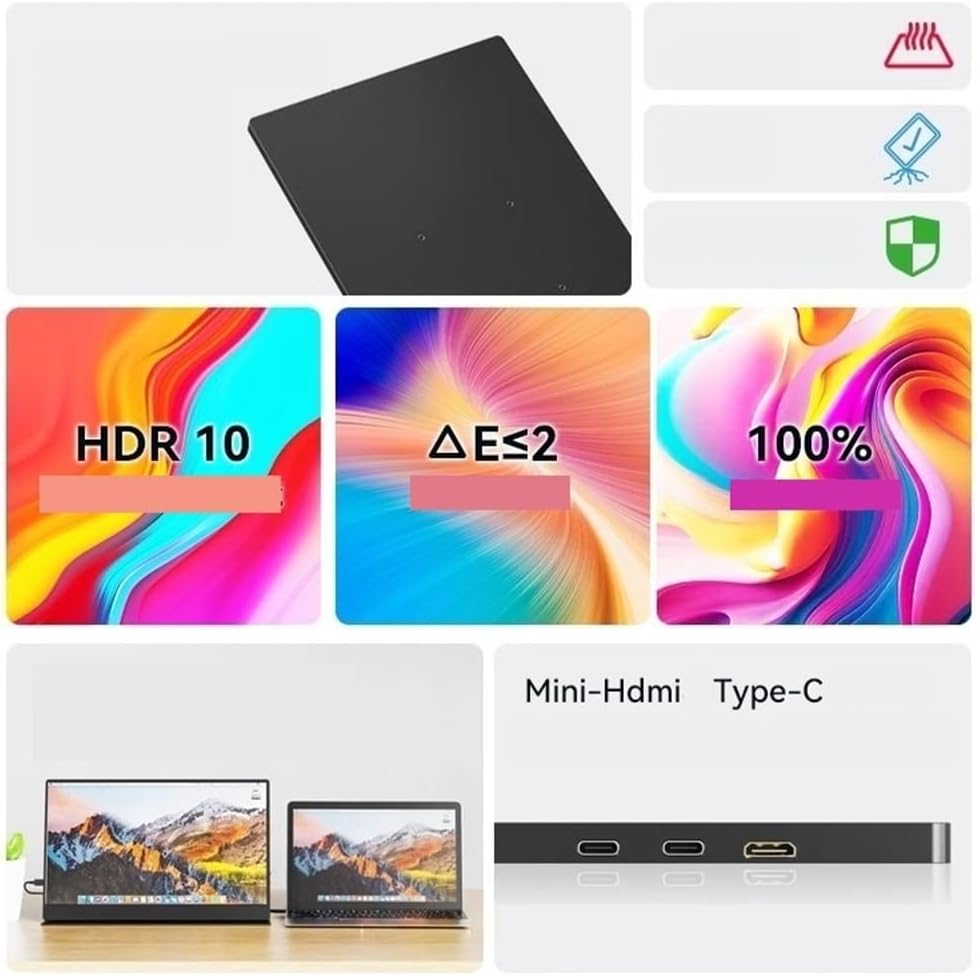 Portable Monitor for Laptop Laptop Mobile Phone External Screen 13.3 Inch 60HZ 1920 * 1080P 16:9 Universal Portable Monitor Portable Gaming Monitor