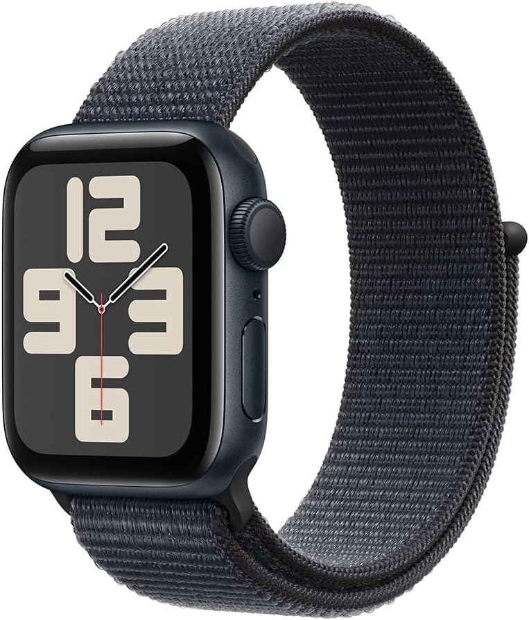 Apple Watch SE (2nd Gen) [GPS, 44mm] - Midnight Aluminum Case with Ink Sport Loop Band, One Size (Renewed)