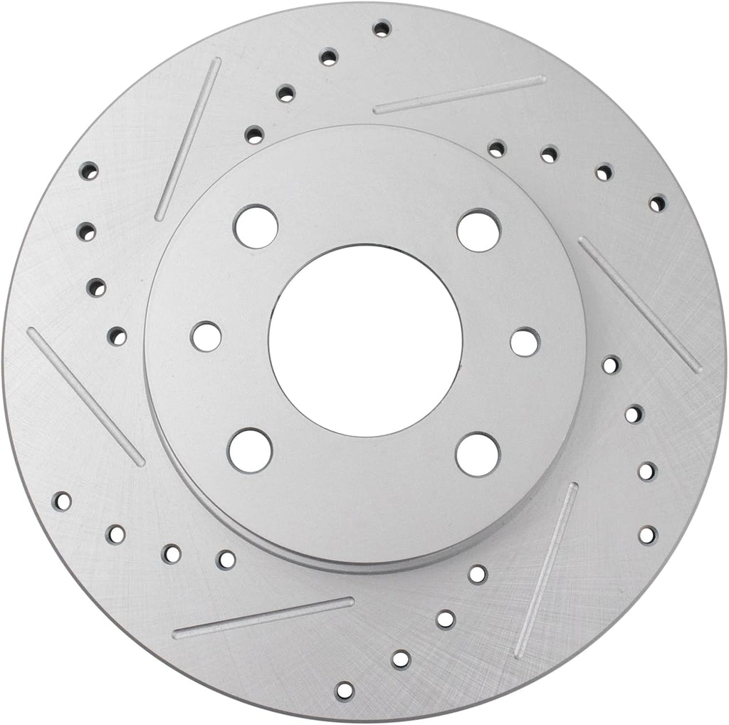 TRQ Performance Front and Rear Brake Rotor Set G Coated Drilled and Slotted Compatible with 2012-2017 Fiat 500
