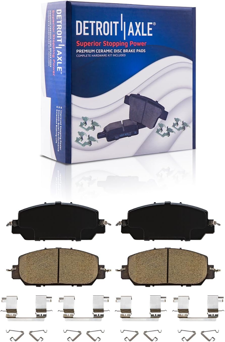 Detroit Axle - Front Brake Kit for 2017-2021 Honda Clarity 12.28' inch Drilled and Slotted Disc Brake Rotors Ceramic Brakes Pads with Hardware 2018 2019 2020 Replacement