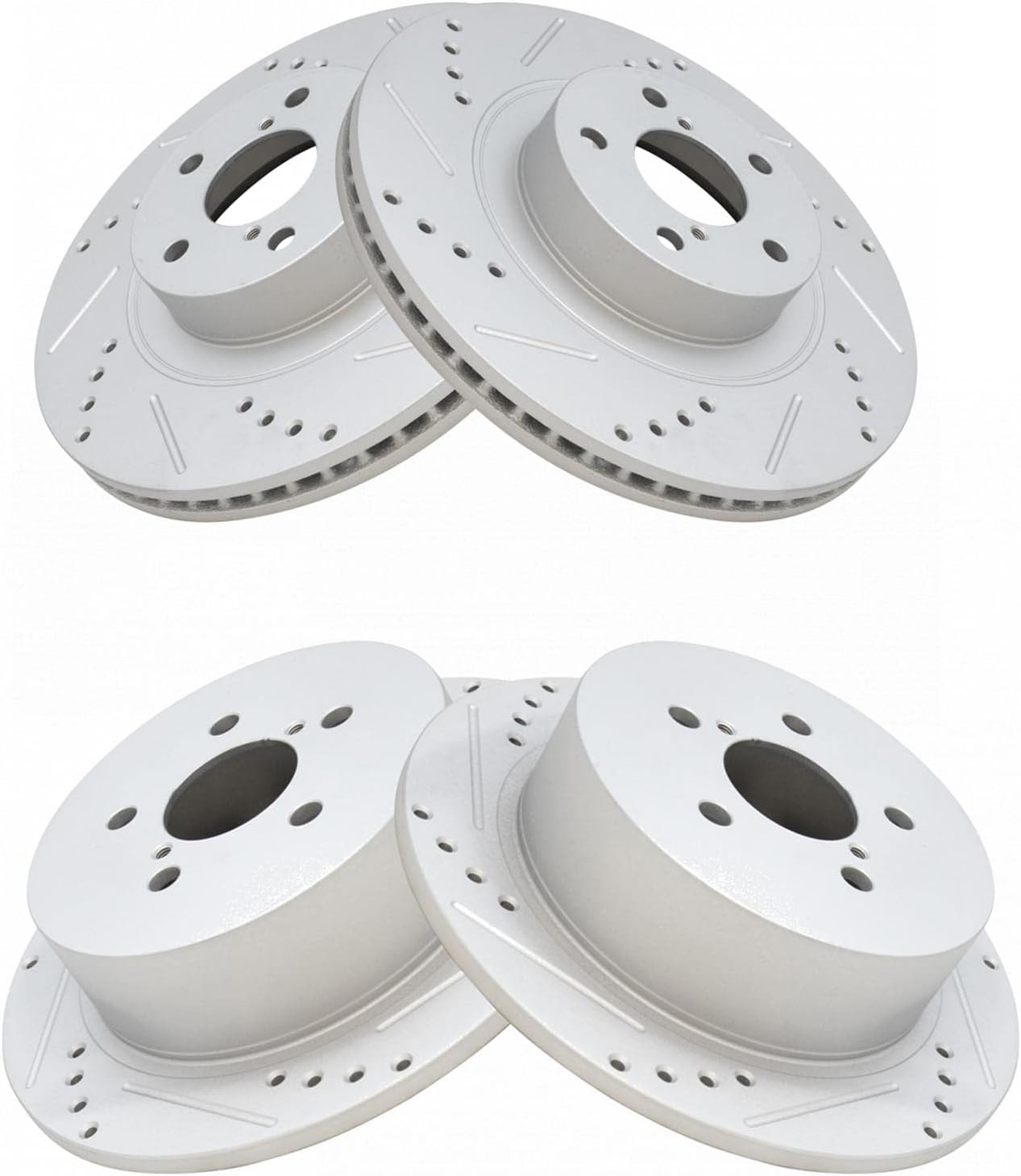 TRQ Performance Front and Rear Brake Rotor Set G Coated Drilled and Slotted Compatible with 2005-2009 Subaru Outback 2006-2009 Legacy