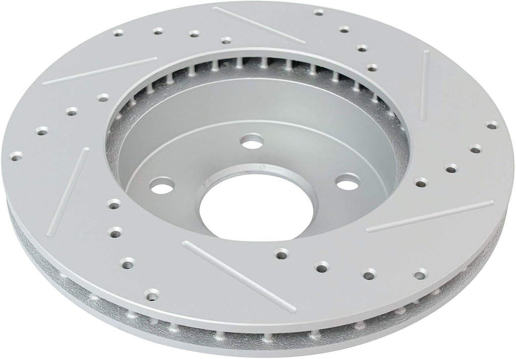 TRQ Performance Front and Rear Brake Rotor Set G Coated Drilled and Slotted Compatible with 1999-2004 Jeep Grand Cherokee