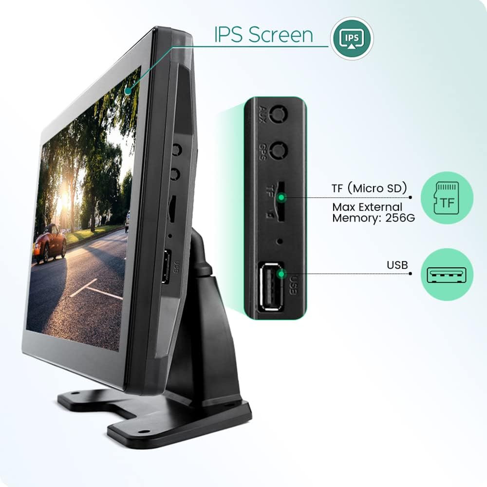 EVERSECU 4K Car Backup Cameras System with 10.1' Touch Screen Quad Display Monitor & 4pcs 1080P Backup AHD Cameras, MP5 Player, Vehicle DVR Recorder for RV/Truck/Bus/Trailer/Camper/Van