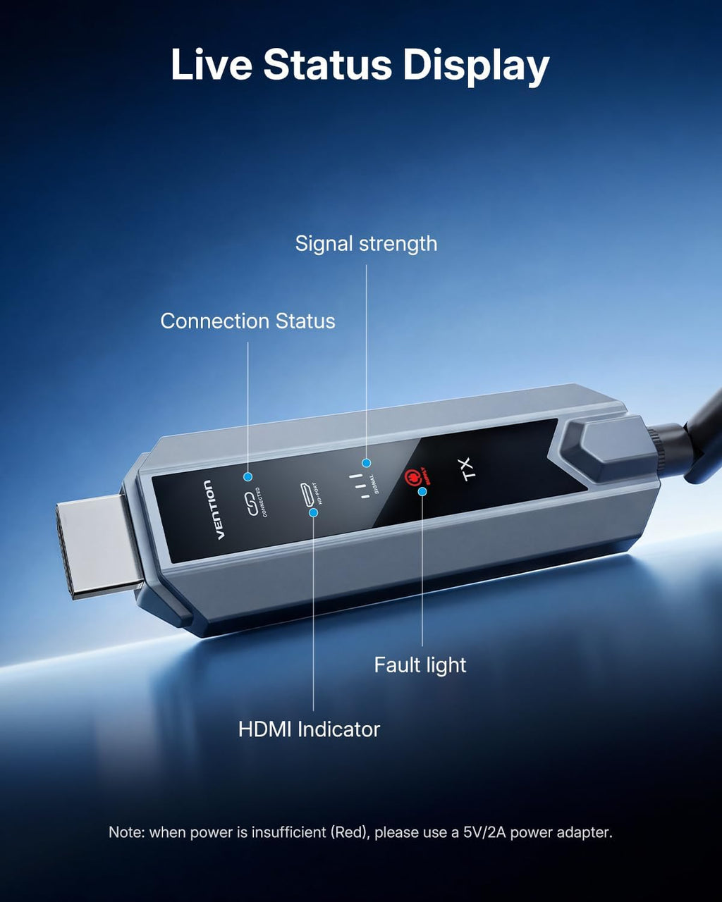 VENTION Wireless HDMI Transmitter and Receiver 656FT with LED Screen, Up to 6 RXs, Heat-Control, Plug & Play Wireless HDMI Extender Kit 4K Decode to Monitor from PC/Projector/TV Box(1TX+4RX)
