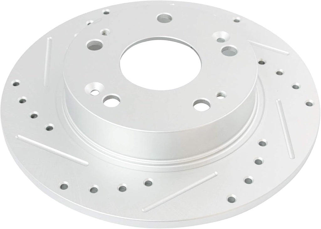 TRQ Performance Front and Rear Brake Rotor Set G Coated Drilled and Slotted Vented Solid Compatible with 2006-2015 Honda Civic 2013-2015 Acura ILX
