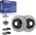 AutoShack Front Brake Rotors, Ceramic Pads & Calipers for Honda, Accord 2003-2017 Civic 2013-2021, FWD L4 1.5L 1.8L 2.0L 2.4L - E-Coated Drilled & Slotted - ShadowGuard - 11.1' (281.95 mm), 5-Lug