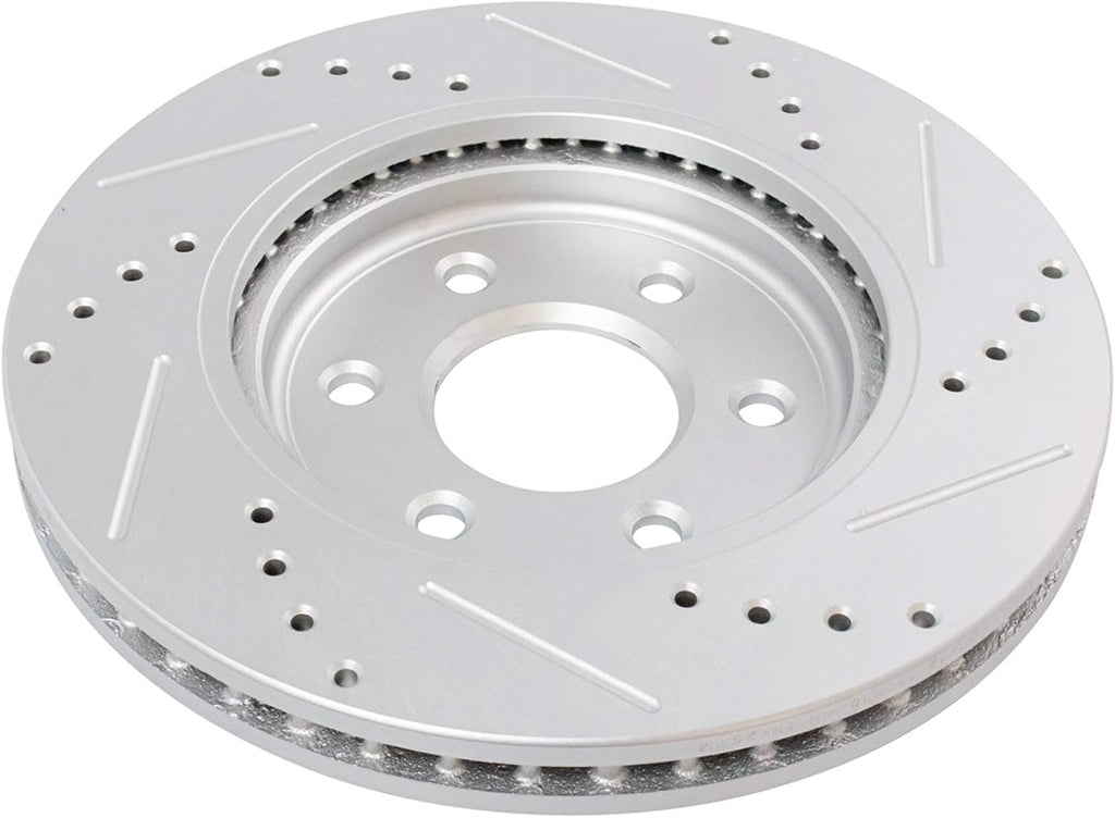 TRQ Performance Front and Rear Brake Rotor Set G Coated Drilled and Slotted Vented Compatible with 2005-2024 Nissan Frontier 2005-2015 Xterra 2009-2012 Suzuki Equator