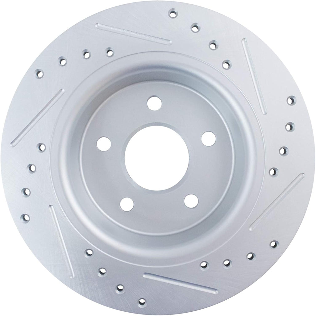 TRQ Performance Front and Rear Brake Rotor Set G Coated Drilled and Slotted Compatible with 2013-2017 Ford C-Max 2013-2016 Escape