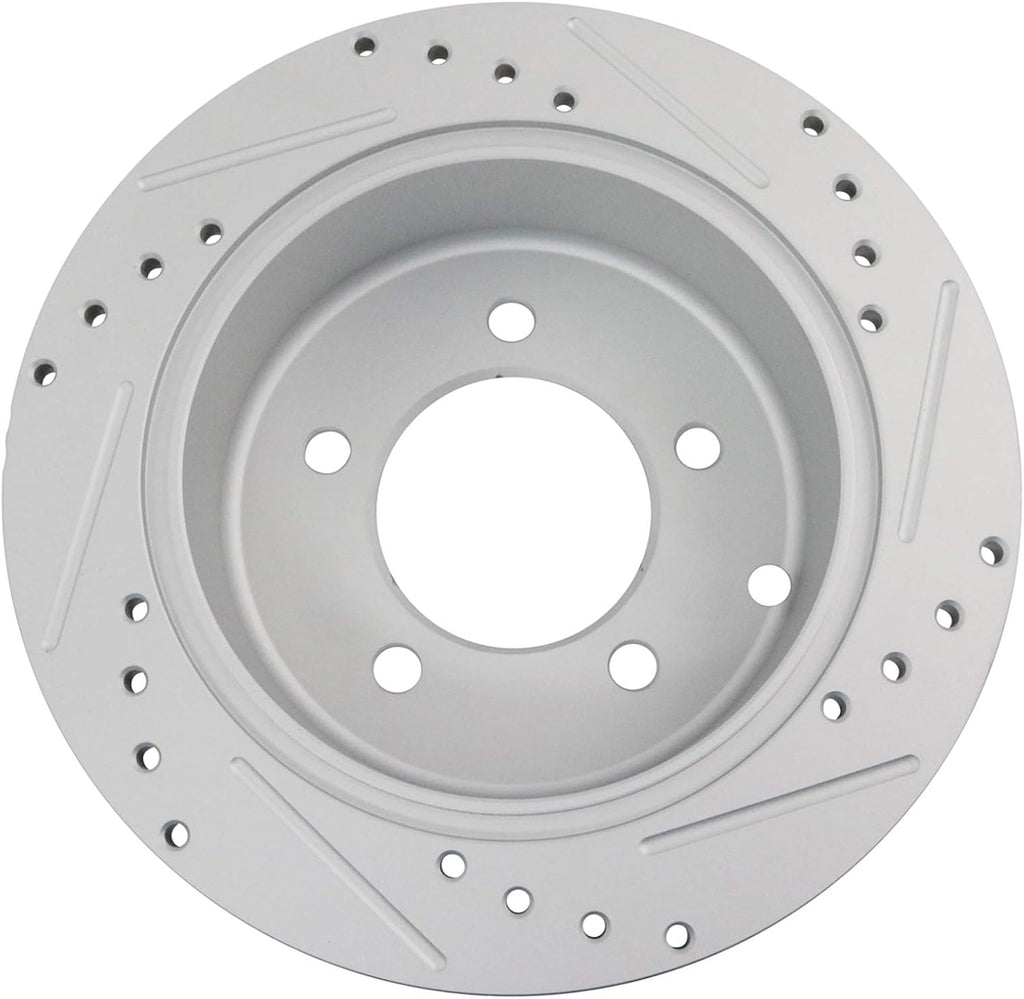 TRQ Performance Front Rear Brake Rotor Set Drilled Slotted G Coated Compatible with 2007 Dodge Caliber 2008-2017 Mitsubishi Lancer