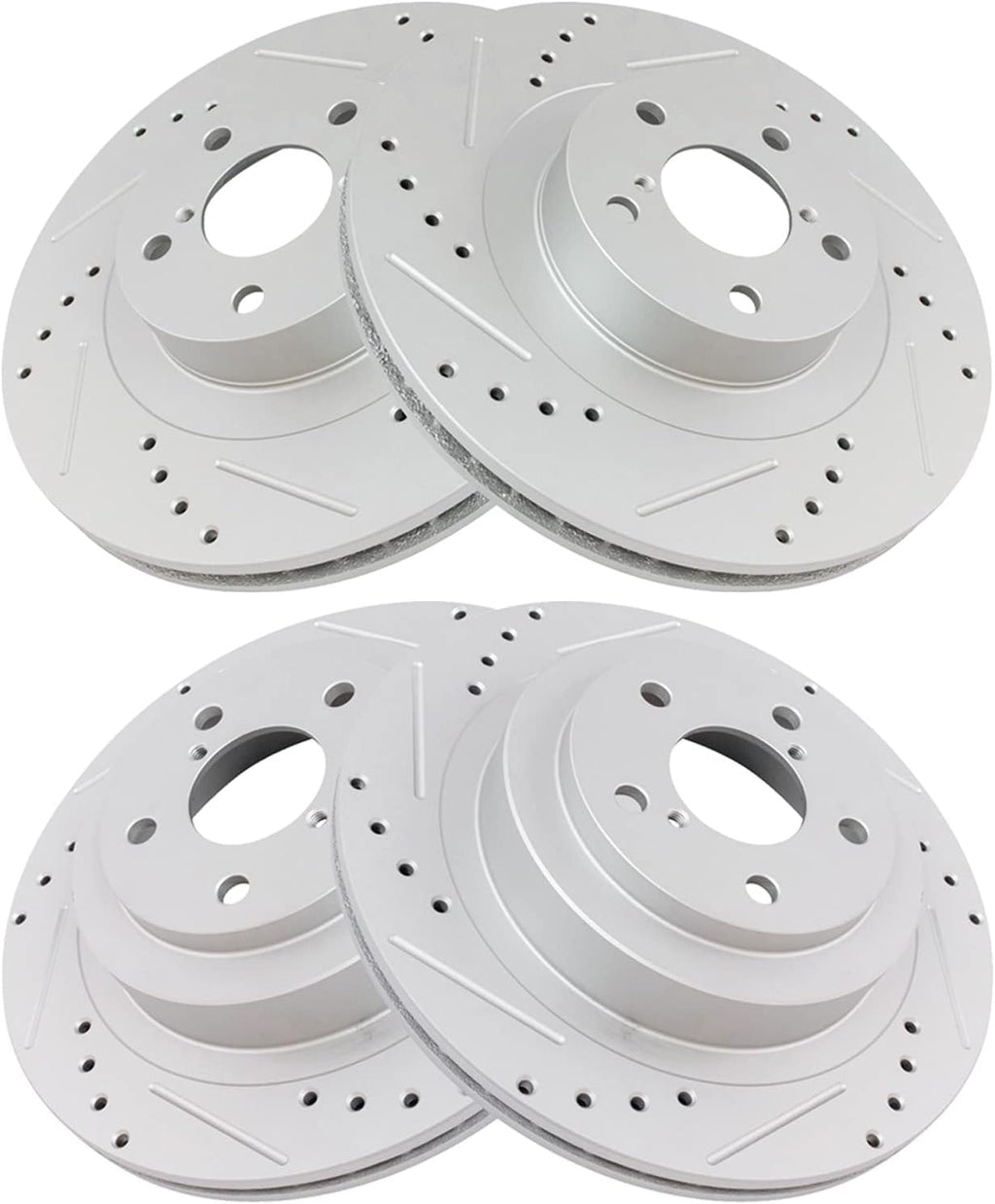 TRQ Performance Front and Rear Brake Rotor Set G Coated Drilled and Slotted Compatible with 2006-2007 Subaru Impreza
