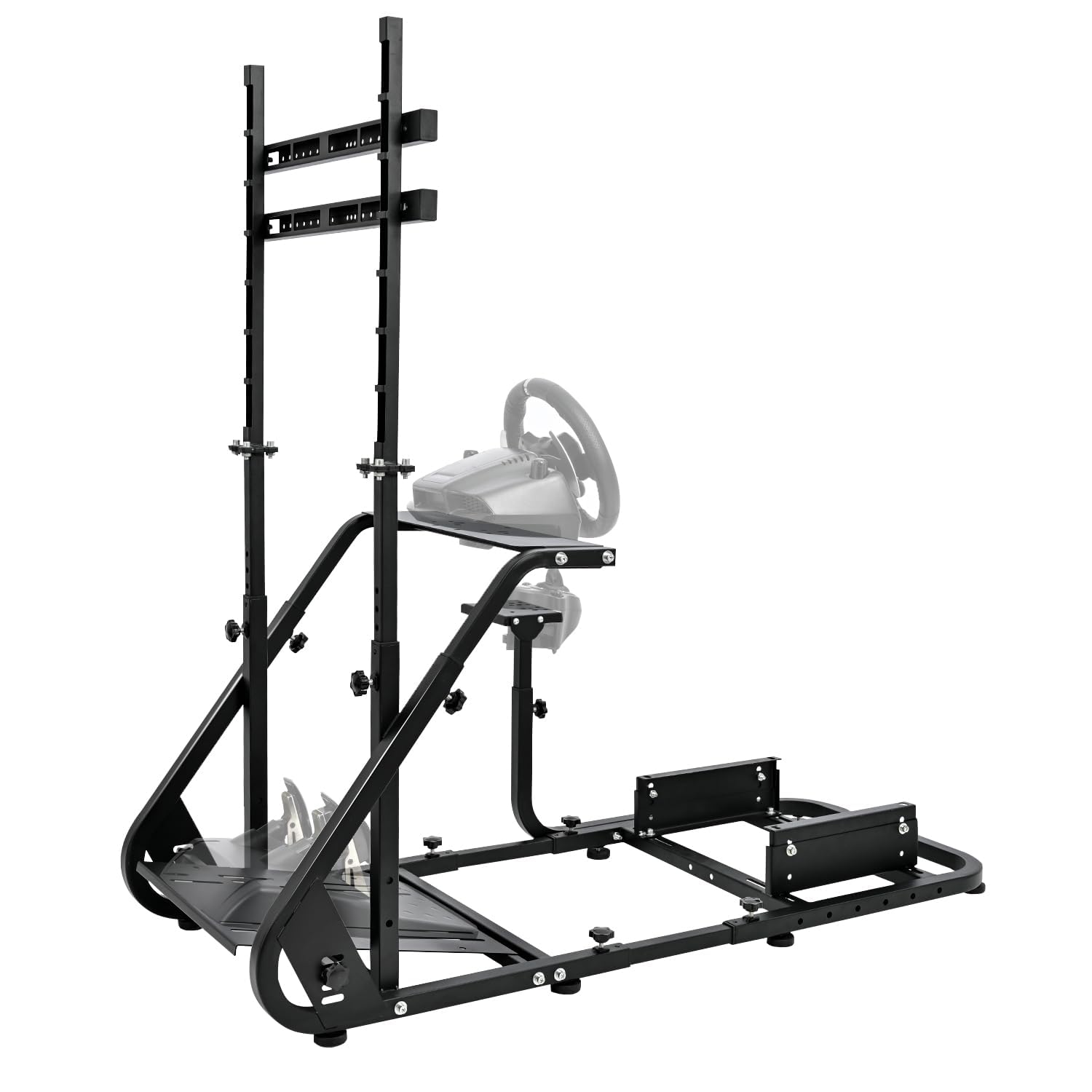 Supllueer Racing Simulator Cockpit Wheel Stand with Monitor Stand Fit for Logitech G27 G29 G920 GPRO,for Fanatec,for Thrustmaster,Sim Racing Cockpit with Monitor Stand, No Steering Wheel Pedal TV Seat
