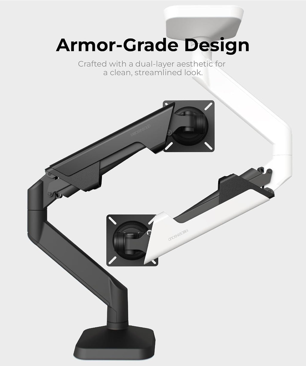 Modernsolid Heavy Duty Monitor Arm Desk Mount for 34-49 Inch Ultrawide Curved Monitors, Supports 14-38 lbs, Gas Spring Ergonomic Full Motion with Cable Management, Red Dot Design Awarded, Black