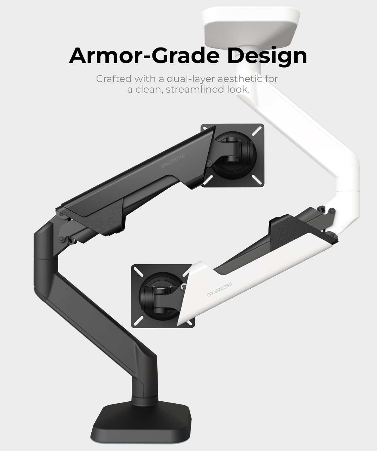 Modernsolid Heavy Duty Monitor Arm Desk Mount for 34-49 Inch Ultrawide Curved Monitors, Supports 14-38 lbs, Gas Spring Ergonomic Full Motion with Cable Management, Red Dot Design Awarded, Black
