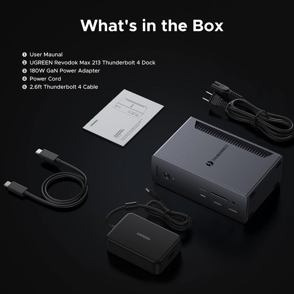 UGREEN Thunderbolt 4 Dock 13-in-1 40Gbps Docking Station with Dual 4K@60Hz Single 8K Display, 90W Charging for Laptop, 2.5GbE, SD/TF 4.0. Revodok Max 213 for MacBook Surface Pro and More