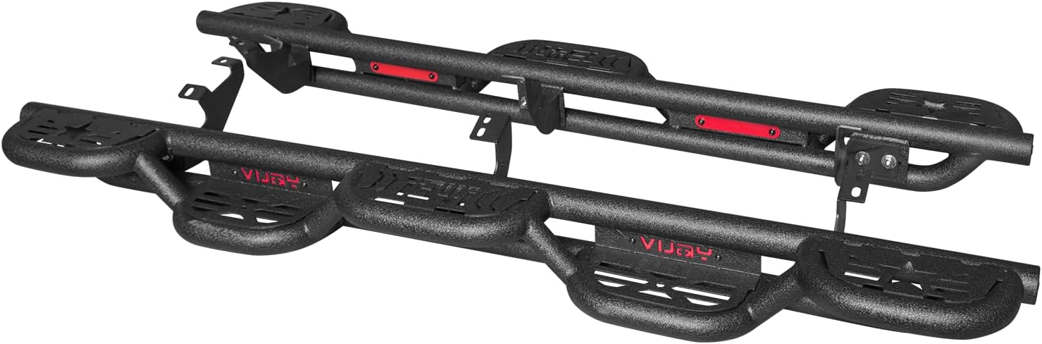 Side Step Running Boards Compatible with 2010-2024 Toyota 4Runner Trail Edition & 2014-2024 4Runner SR5/TRD Pro, Rail Nerf Bars,Blakc&Red(Powder Coated)