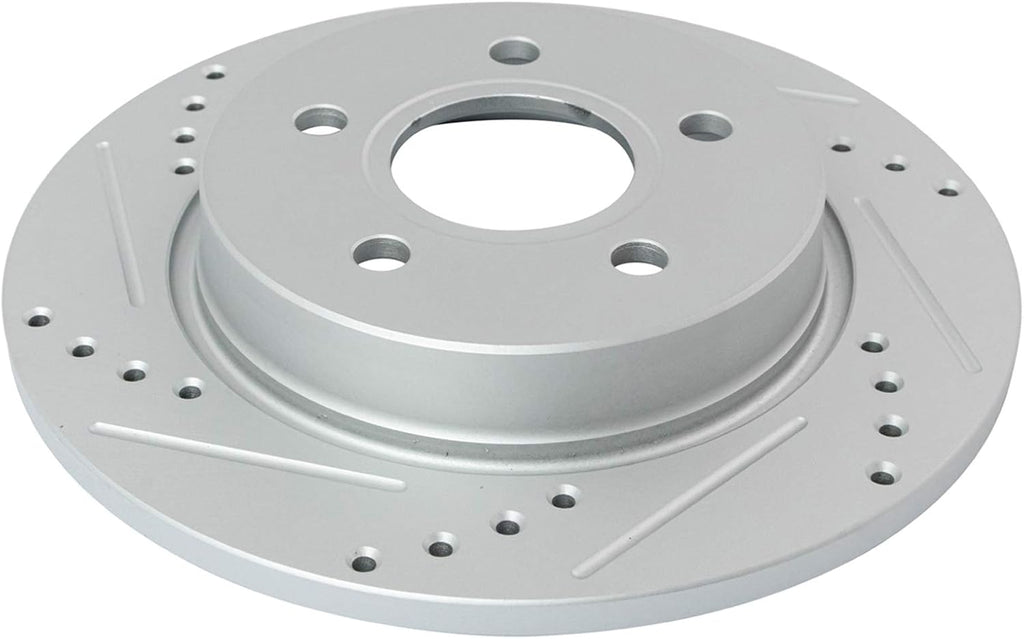 TRQ Performance Front and Rear Brake Rotor Set G Coated Drilled and Slotted Compatible with 2012-2018 Ford Focus