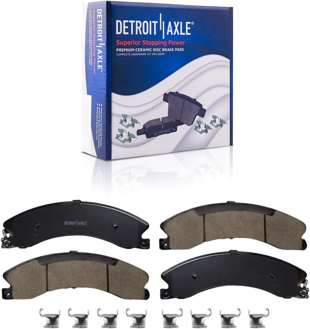 Detroit Axle - Rear Brake Kit for GMC Sierra 3500 HD Chevy Silverado 3500 HD,13.98' inch Drilled and Slotted Disc Brake Rotors Ceramic Brakes Pads Replacement