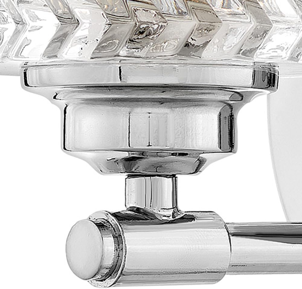 Hinkley Elle Collection One Light Bathroom Vanity Fixture with Clear Chevron Glass, Chrome