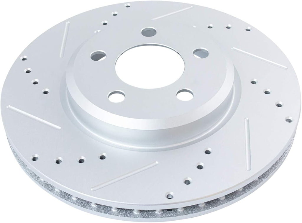TRQ Performance Front and Rear Brake Rotor Set G Coated Drilled and Slotted Vented Solid Compatible with 2005-2023 Chrysler 300 2006-2023 Dodge Charger 2009-2023 Challenger 2005-2008 Magnum