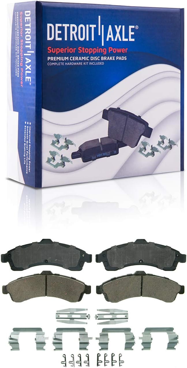 Detroit Axle - Front Brake Kit for Chevrolet Trailblazer GMC Envoy Buick Rainier Isuzu Ascender Olds Bravada Saab 9-7X, Disc Brake Caliper Ceramic Brake Pads Replacement