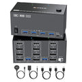 KVM Switch 4 Monitors 2 Computers 8K@60Hz/4K@120Hz, HDMI DP KVM Switches for 2 PC Sharing Quad Monitor and Keyboard Mouse with Power Adapter, Wired Extend Controller and USB Cables, 【Input 3 DP+1 HD】