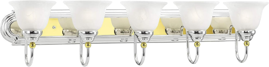 Livex Lighting 1005-52 Belmont 5-Light Bath Light, Chrome and Polished Brass