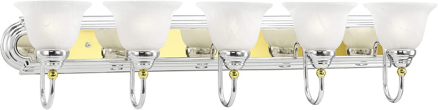 Livex Lighting 1005-52 Belmont 5-Light Bath Light, Chrome and Polished Brass