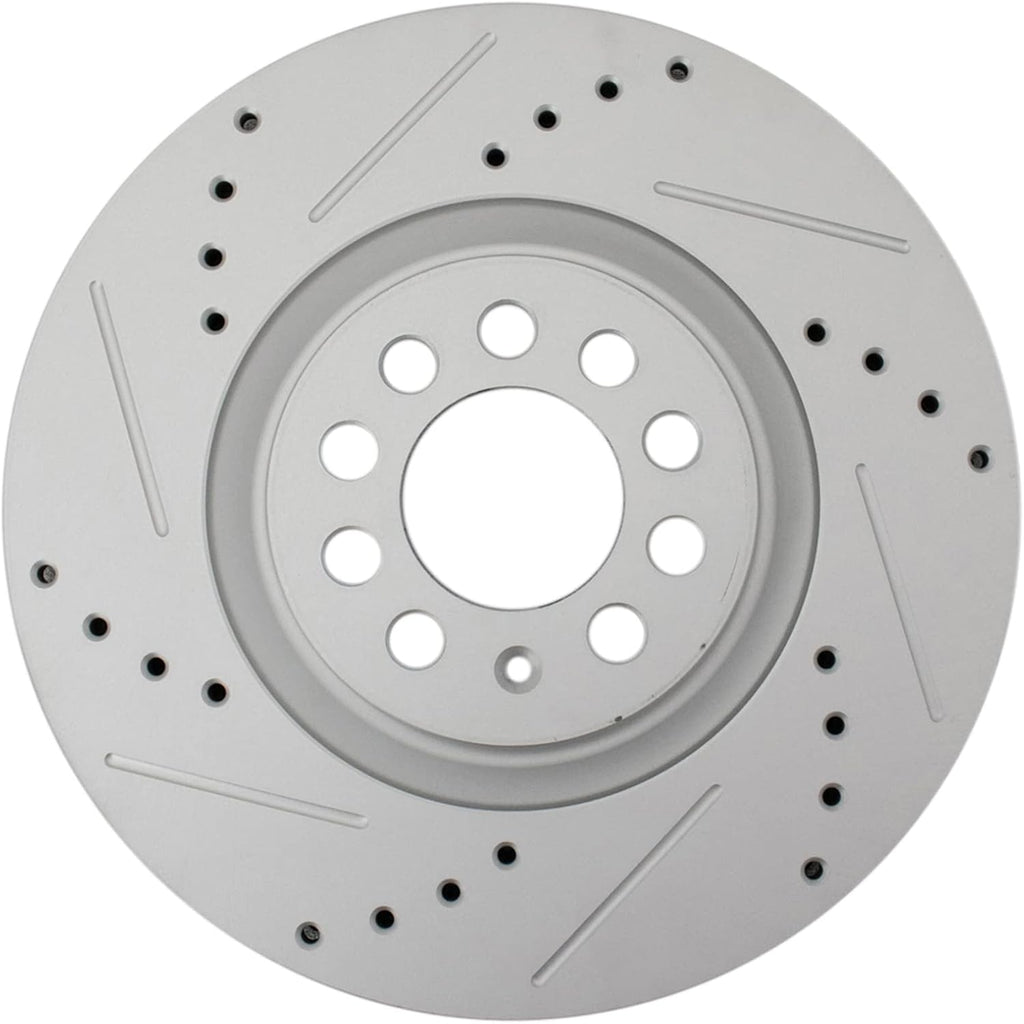 TRQ Performance Front and Rear Brake Rotor Set G Coated Drilled and Slotted Compatible with 2000-2006 Audi TT TT Quattro 2003 Volkswagen Golf 2004-2005 Jetta