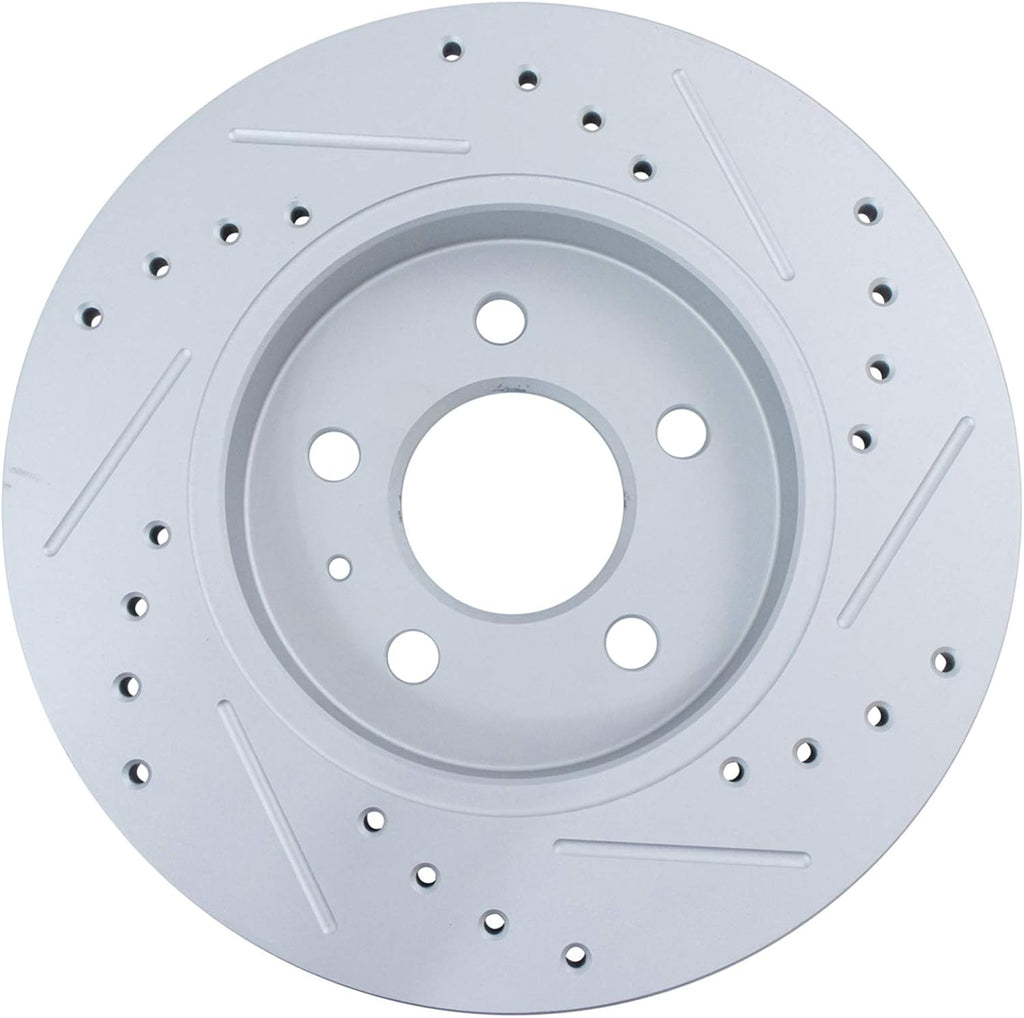 TRQ Performance Front and Rear Brake Rotor Set G Coated Drilled and Slotted Compatible with 2005-2009 Audi A4 A4 Quattro