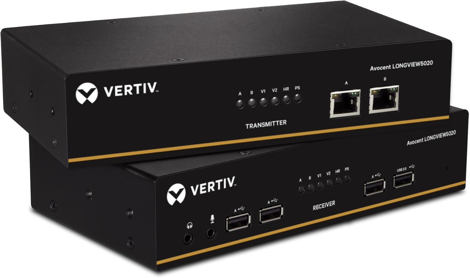 Vertiv Avocent LV 5020P High-Performance Dual DisplayPort KVM Extender Kit with Receiver & Transmitter, VGA, USB, Audio, CATx 50M, Extend up to 300 ft. / 91.44 m. (5020P)