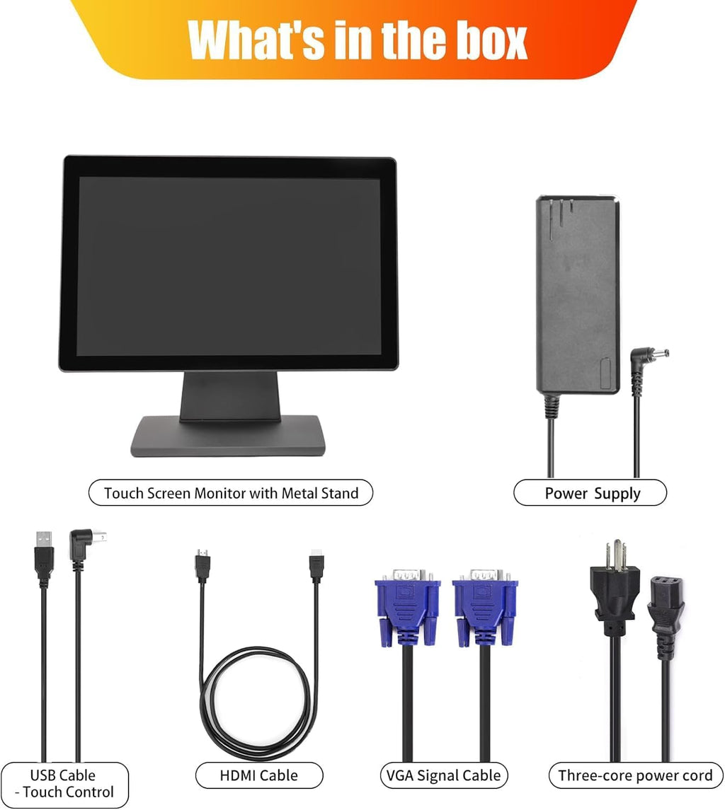 22-inch (21.5' Viewable) Capacitive LED 10 Point Multi-Touch HDMI VGA Monitor with 16:9 Display 1080p, True Flat Seamless Design Touchscreen, Great for Office, POS, Retail, Restaurant