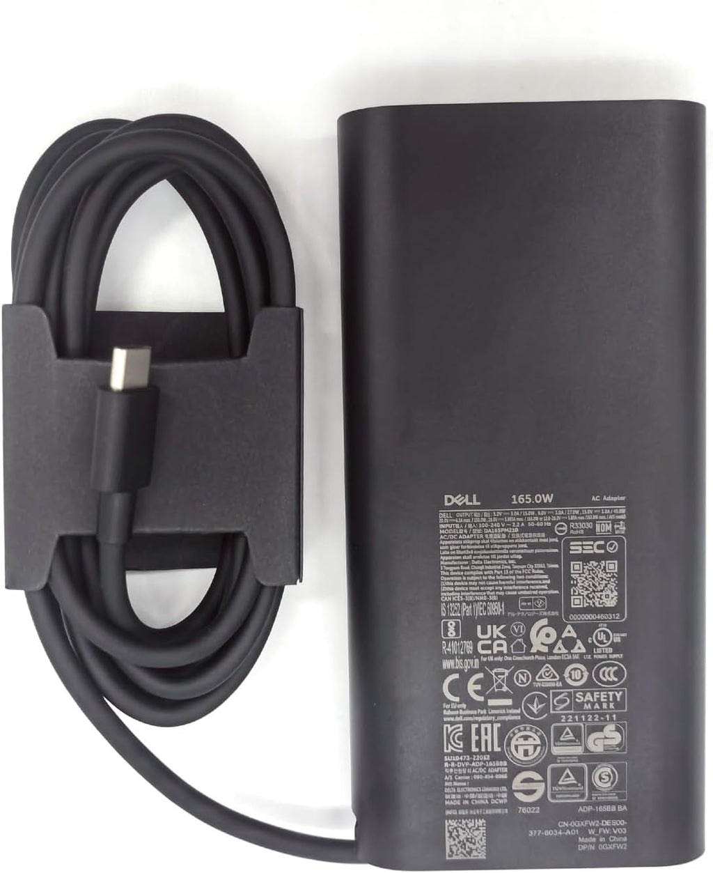 Dell 165W Laptop Charger USB C Type C GAN AC Power Adapter 5.89A 28V, Black, DA165PM210