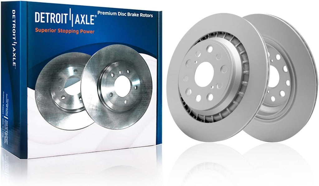 Detroit Axle - 6pc Rear Brake Kit for 2018-2025 Lexus LS500 LS500h 2021-2025 Toyota Mirai, Disc Brake Rotors Ceramic Brakes Pads with Hardware Replacement : 13.19' inch Rotors