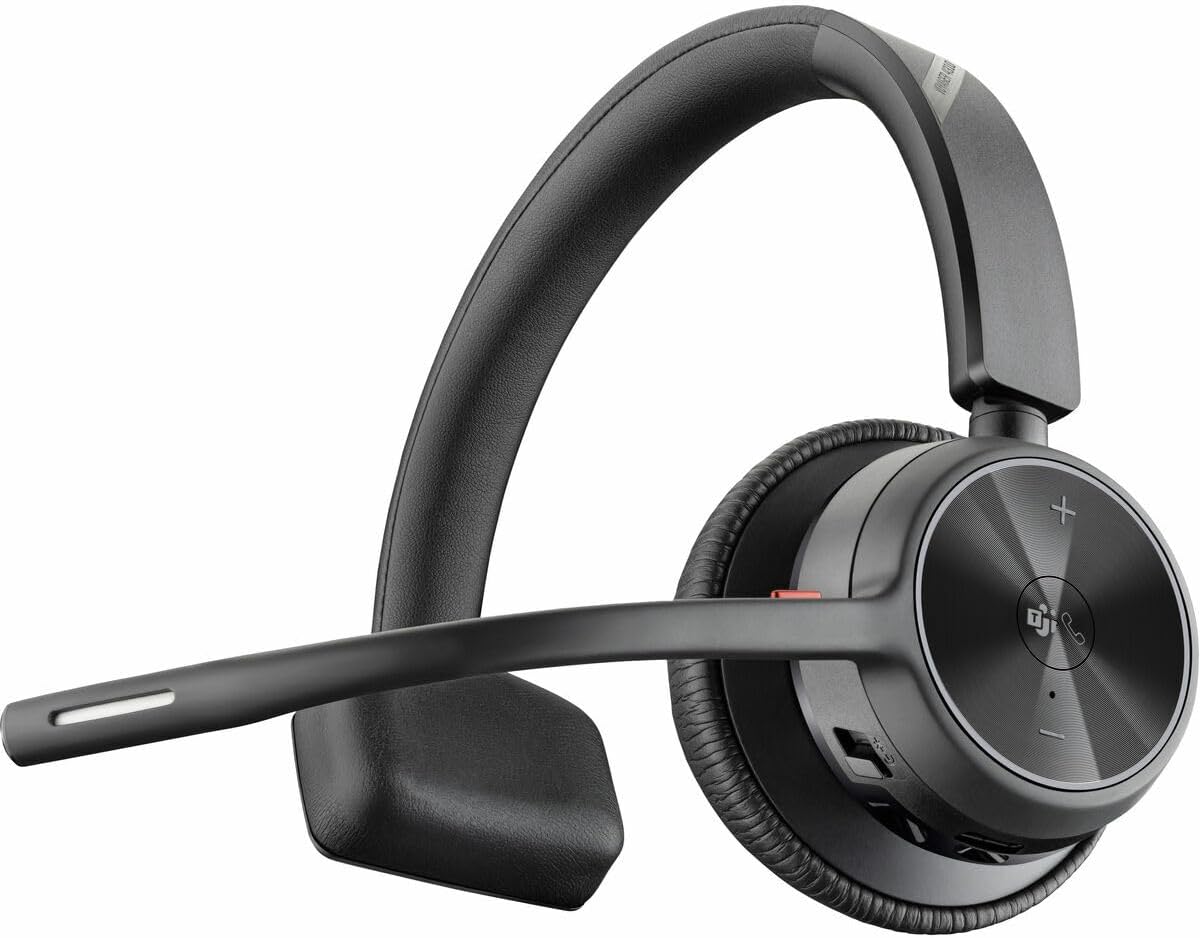 Poly - Voyager 4310 UC Wireless Headset (Plantronics) - Single-Ear Headset w/Mic - Connect to PC/Mac via USB-A Bluetooth Adapter, Cell Phone via Bluetooth - Works with Teams (Certified), Zoom & More