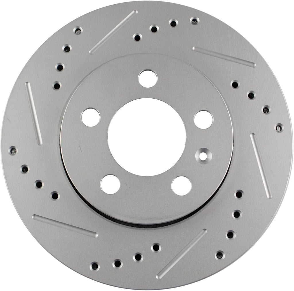 TRQ Performance Front Rear Brake Rotor Set Drilled Slotted G Coated Compatible with 2000-2006 Audi TT Quattro 2003 Volkswagen Golf 2004 Volkswagen Jetta