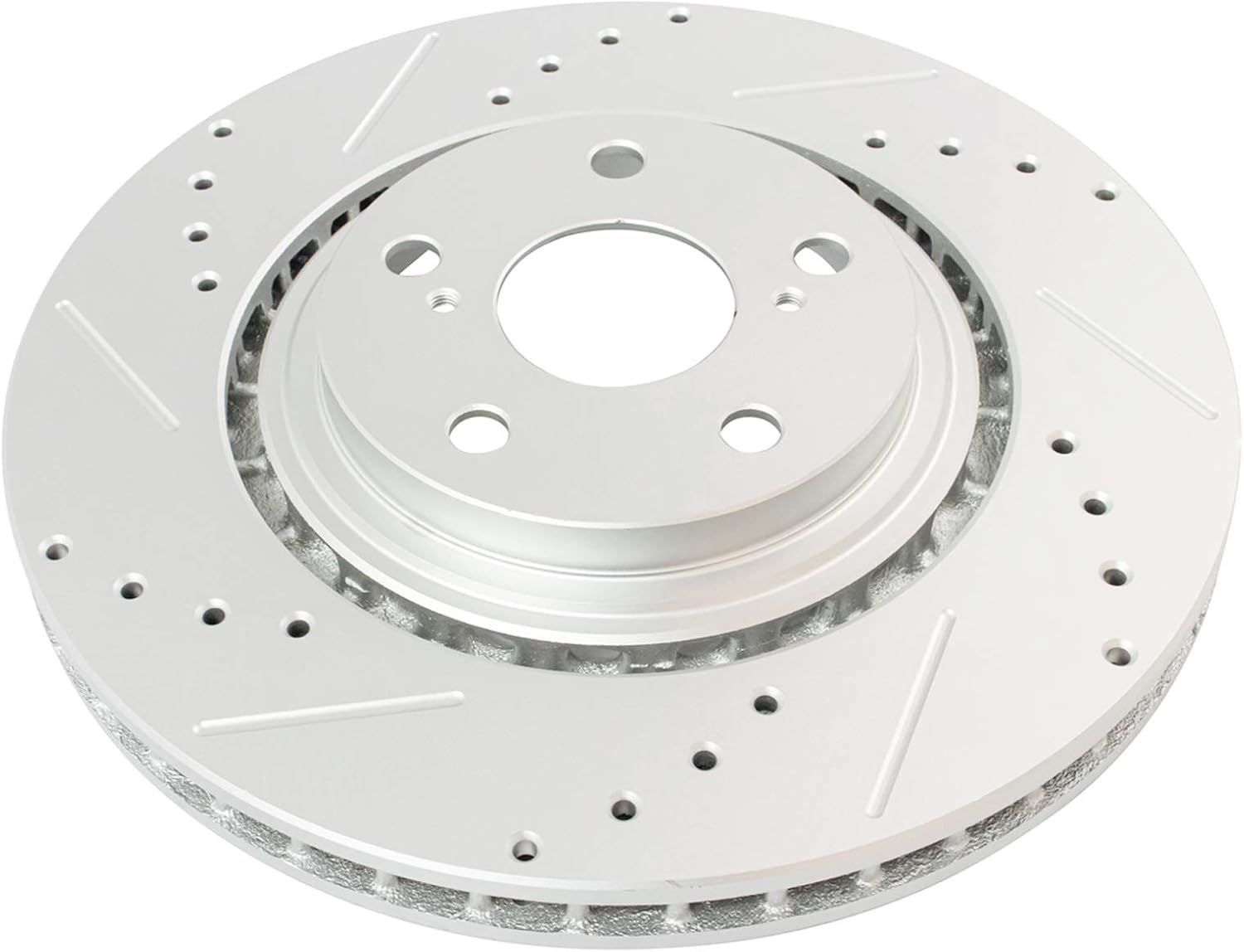 TRQ Performance Front and Rear Brake Rotor Set G Coated Drilled and Slotted Vented Solid Compatible with 2010-2015 Lexus RX350 RX450h 2014-2019 Toyota Highlander 2011-2020 Sienna