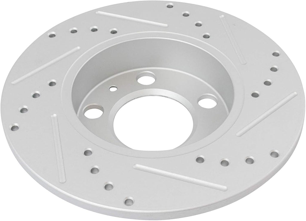 TRQ Performance Front and Rear Brake Rotor Set G Coated Drilled and Slotted Compatible with 2000-2006 Audi TT TT Quattro 2003 Volkswagen Golf 2004-2005 Jetta
