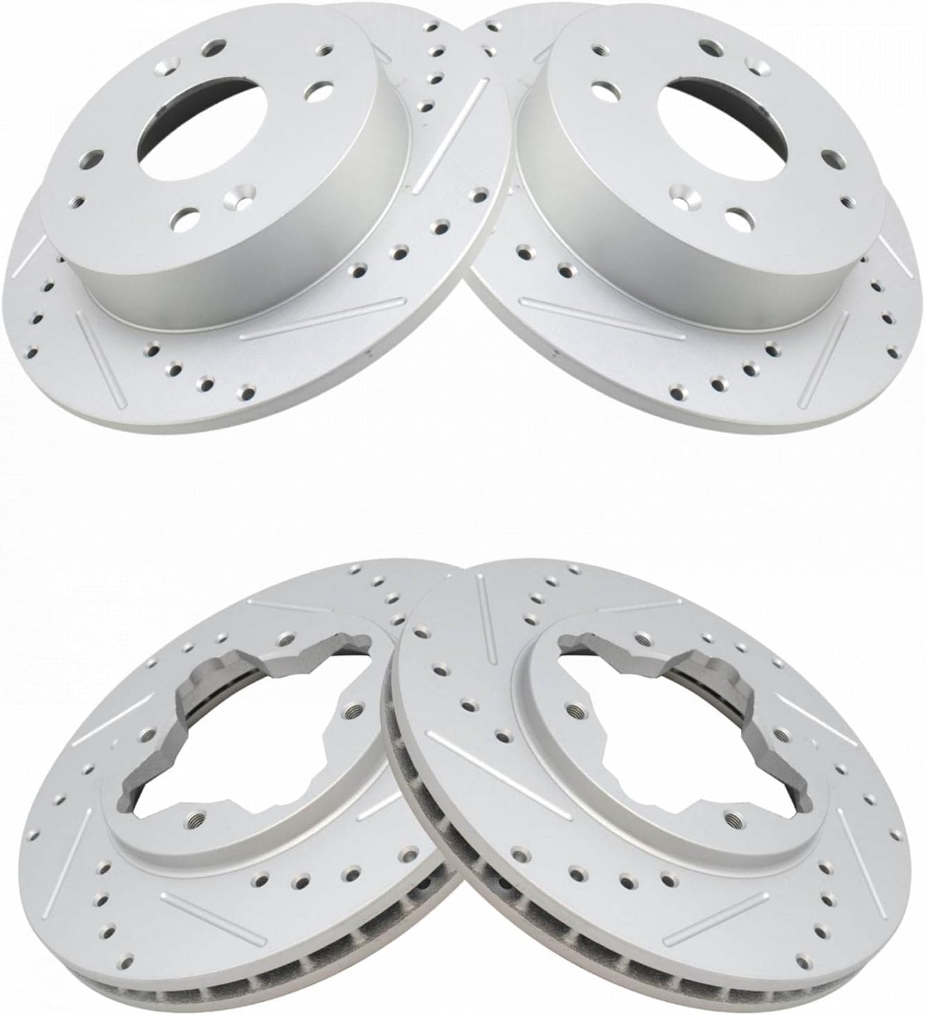 TRQ Performance Front and Rear Brake Rotor Set G Coated Drilled and Slotted Compatible with 1997 Acura CL 1991-1997 Honda Accord