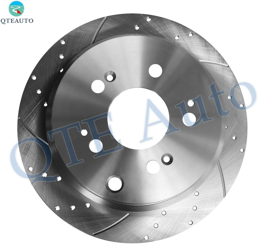 PM Auto Set of 6 Rear 313mm Drilled Slotted Brake Disc Rotors-Ceramic Brake Pad Kit Replacement For 2005-2010 Honda Odyssey